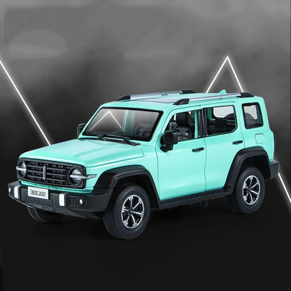 1/24 Tank 300 Alloy Cars Model Toy Rear Wheel Suspension Pull Back Vehicle with Lights Sound High Imitation Cars for Boys Gifts