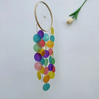 Wind Chimes for Outside Handcrafted Blue Dream Catchers Capiz Shells Seashell Sea Glass Windchime Beach Coastal Garden Decor