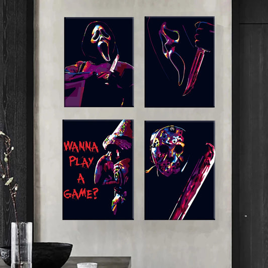 Affiche murale en toile HD avec film d'horreur de Michael Myers, ambiance de vacances moderne, imprimés, décoration de maison, chambre à coucher, salon, cadeaux