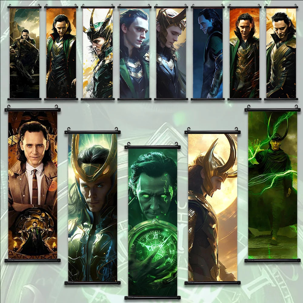 Marvel The Avengers Movie Loki Hanging Scroll Poster Artwork Home Decoration Decor Avengers Wallpaper Canvas Painting Print Gift