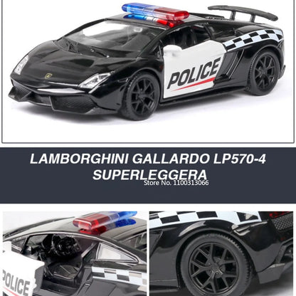 1:36 Ford Mustang Police Car Model Toy Alloy Diecasts Dodge Vehicles Model Simulation Car with Pull Back Collection Kids Gifts