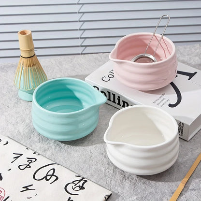 4PCS/5PCS Ceramic matcha set with mouth bowl high-value tea ordering tool Japanese matcha bowl, the perfect gift for gifting