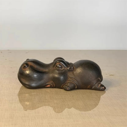 Creative Hippopotamus Decoration Ornaments Animal Pen Holder Paperweight Tea Pet Ornaments Bonsai Landscaping Multi-functional