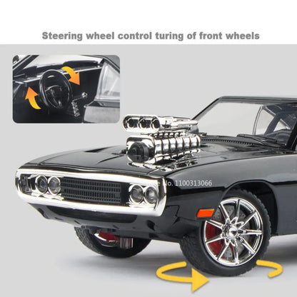 1:24 Scale Charger 1970 Alloy Car Model Toys Diecasts Metal High Simulation Vehicle with Sound and Light Car Toys Gifts for Boys