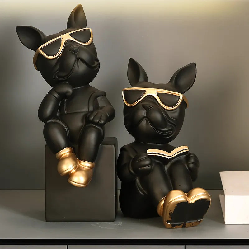 Bookend French Bulldog Statues and Sculptures Nordic Figurines Room House Decoration Desk Ornaments Resin Dog Butler Statue