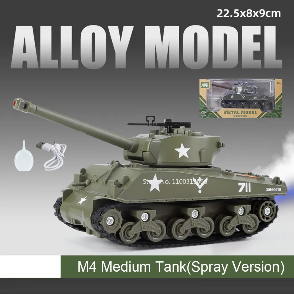 1:32 Alloy Tiger Tanks Toy Diecast Models Cars Spray Version Wheel Pull Back Light Sound Miniature T-90 Tank Kids Birthday Gifts