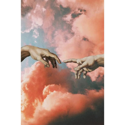 Hand of God and Adam Funny Toilet Paper Wash Room Bathroom Living Wall Art Home Decoration Retro Picture Canvas Painting Poster