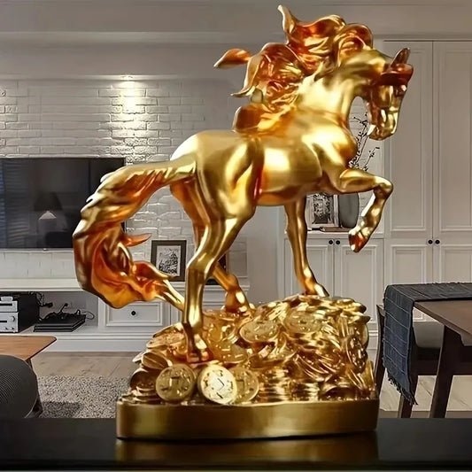 1 piece - Horse statue decorative art, wealth prophecy statue, suitable for home living room, bar, coffee shop, room decoration