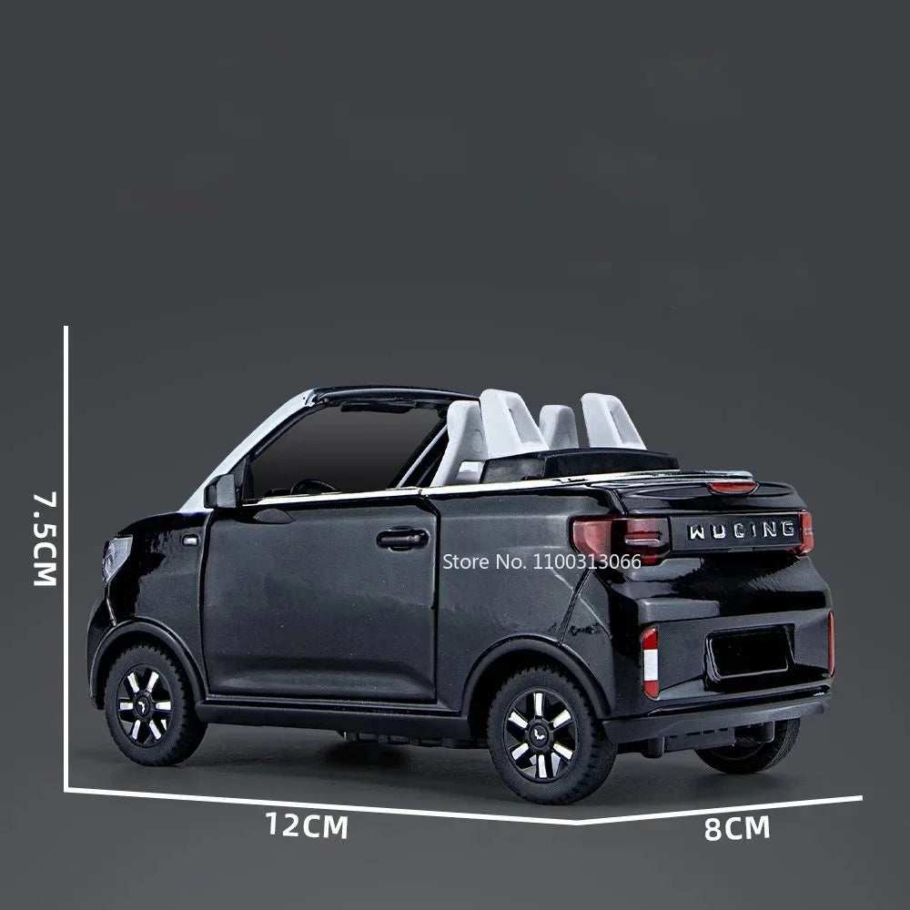 1:24 Scale Alloy WULING HongGuang MINI EV Toy Cars Models 3 Doors Opened Vehicles Toys Light Music Model Kids Collection Gifts