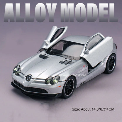 1:32 SLR 772S SLS Toys Model Sports Cars Alloy Diecast with Light Sound Vehicle Wheel Pull Back Miniature Car Boys Perfect Gifts