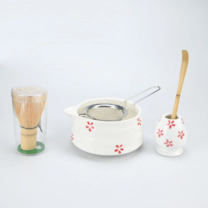 4pcs/set Easy To Clean Matcha Tea Set With Tool Rack, Including Bowl, Whisk, Spoon, Great Gift For Ceremony, Traditional Japanes