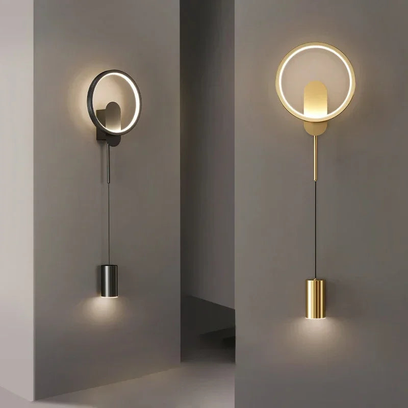 Modern Black Gold LED Wall Lamp Hallway Aisle Bedroom Bedside Study Stair Wall Sconce Luster Lighting Fixture Home Decoratioan