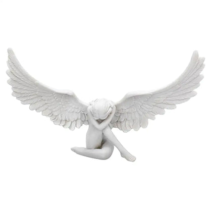 Retro Resin Angel Wing Figurine Vivid Statue Living Room Tabletop Decor