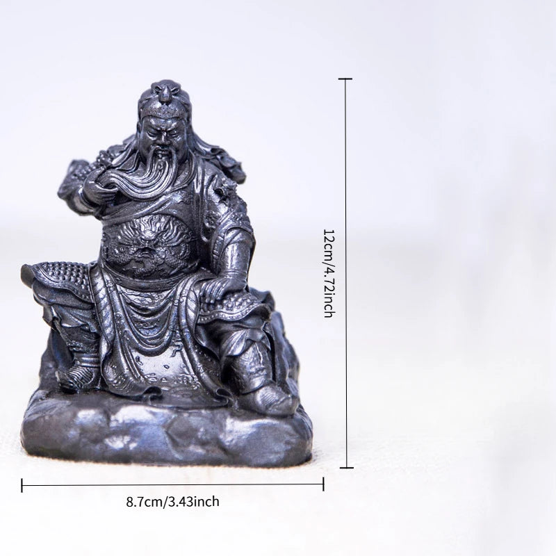 Chinese Imitation Cast Iron Martial Arts Saint Guan Yu and Guan Gong Er Ye Figure Desktop Ornaments Home Art Figurine Decoration