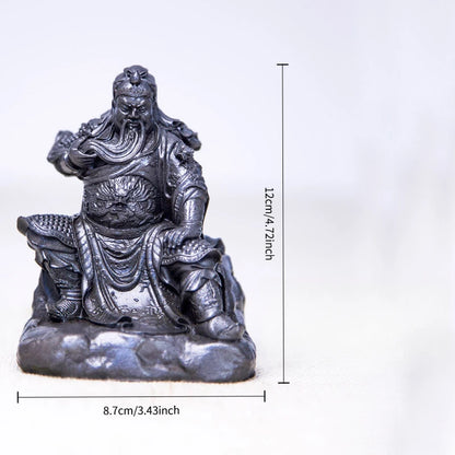 Chinese Imitation Cast Iron Martial Arts Saint Guan Yu and Guan Gong Er Ye Figure Desktop Ornaments Home Art Figurine Decoration