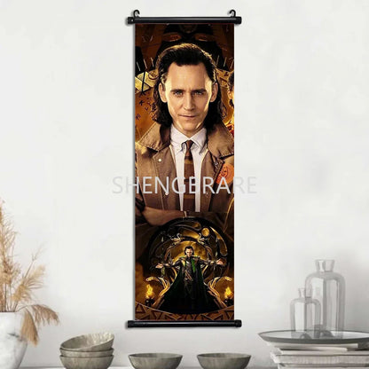 Marvel The Avengers Movie Loki Hanging Scroll Poster Artwork Home Decoration Decor Avengers Wallpaper Canvas Painting Print Gift