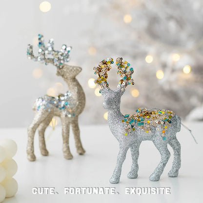 Weihnachten Elch Dekorationen Zubehör DIY kleine dekorative Artikel für Zuhause Schneekugel Figur niedliche Tier Bär Garten Ornamente