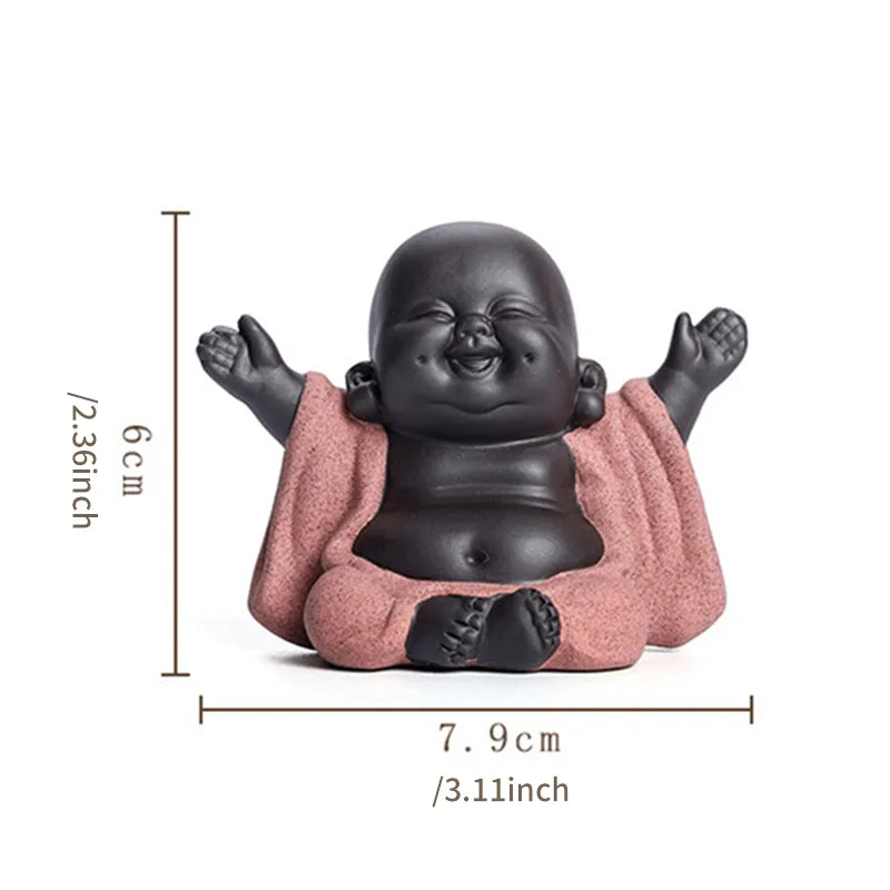 Mini Monk Figurine Mini Buddha Statue Cute Adorable Baby Doll Decoration Creative Chinese Gift Home Office Desktop Car Ornament