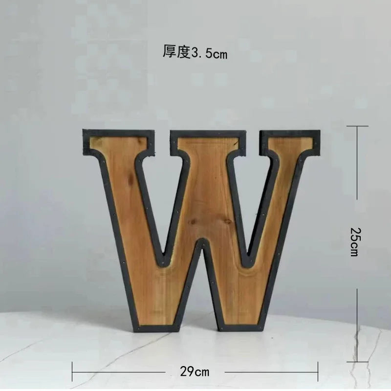 Industrial Style Uppercase English Letter Combination Distressed Solid Wood Bar Ornaments Cafe Shop Logo Decor Desktop Crafts
