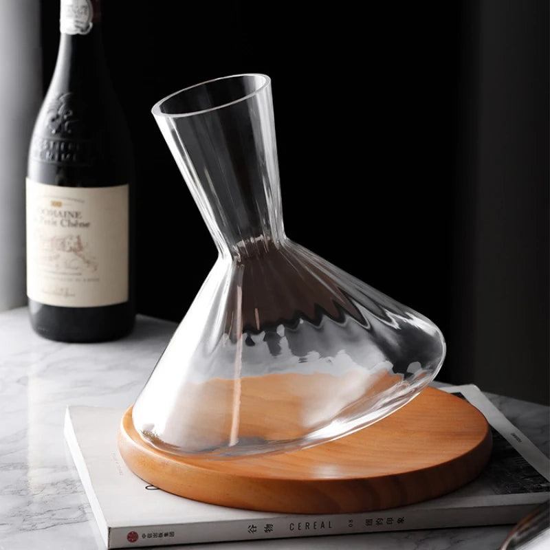 High Grade Crystal Glass Decanter Gift 360 Rotating Tumbler 1500ml Wine Separator Champagne Whisky Wine Bottle For Family Bar