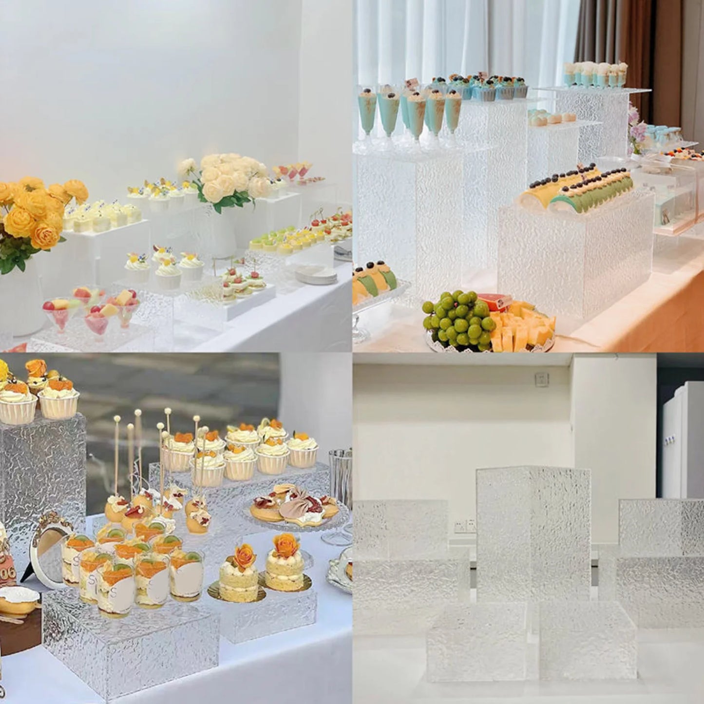 Acrylic Riser Display Stand Cube Display Nesting Buffet Riser Cake Shop Display Stand for Food Buffet Table Small Easels Cake