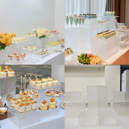 Acrylic Riser Display Stand Cube Display Nesting Buffet Riser Cake Shop Display Stand for Food Buffet Table Small Easels Cake