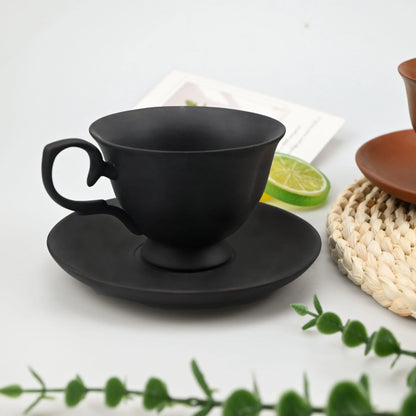 2PCS/Set High-end Coffee Cups And Saucers, High-value Ceramic Mugs, Business-style Latte Art Coffee Cups, Hand-pinched Cups