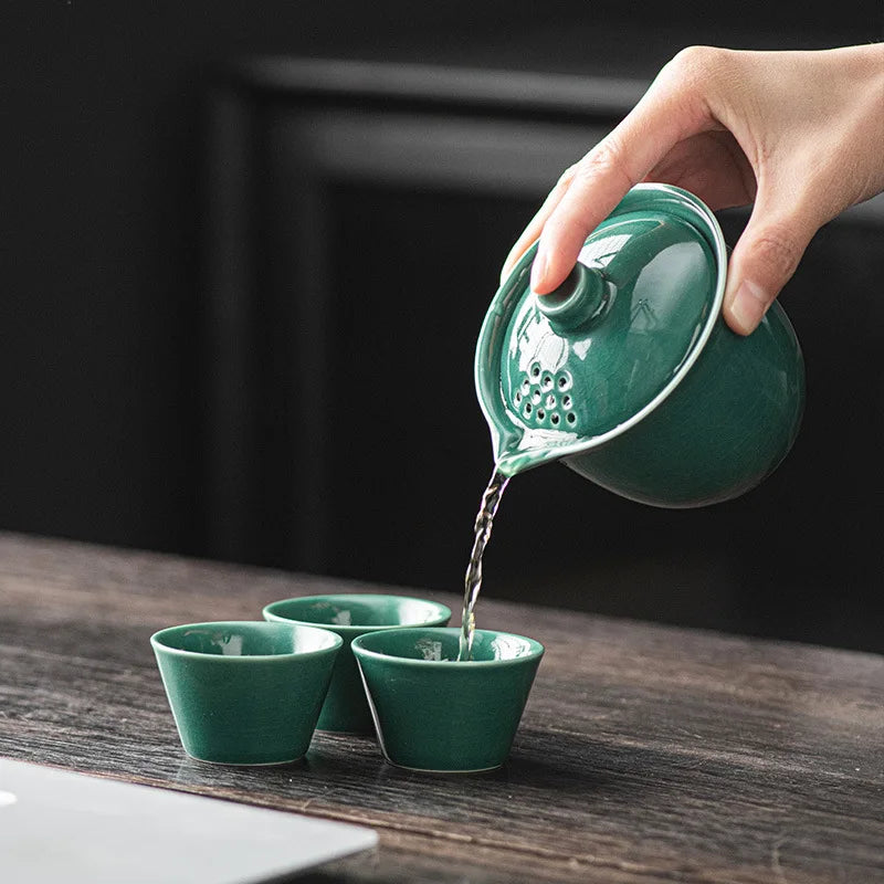 Travel Tea Set, Bowl Lid, Gaiwan,Tea Cup, Outdoor Kung Fu Tea Set, Portable Kuaike Cup, Sheep Fat Jade White Porcelain Gift