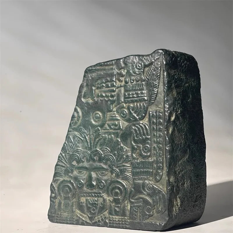 Mayan Style Unique Bookends Book Holder Sculpture, Cultural Desktop Decor for Study Living Room Home Office Creative Ornaments