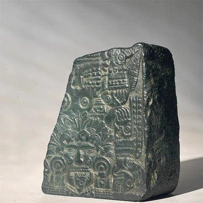 Mayan Style Unique Bookends Book Holder Sculpture, Cultural Desktop Decor for Study Living Room Home Office Creative Ornaments