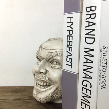 YuryFvna Resin Here's Johnny Statue Creative Bookshelf Bookend Library Funny-face Home Decoration  Resin Desktop Ornament Book