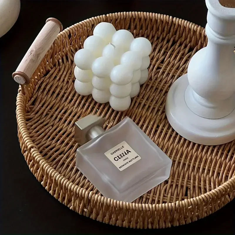 1/3 Piece Hand Woven Imitation Rattan Round Storage Tray Wooden Vintage Imitation Rattan Fruit Basket Snack Tray Storage Tray