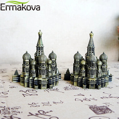 ERMAKOVA Retro Bronze Metal Moscow Kremlin Figurine Statue Building Model Living Room Vintage Home Desktop Decor Gift