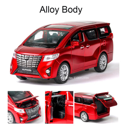 1:32 Scale Alloy Alphard Vellfire Toys Cars Models 6 Doors Opened MPV Toys Wheel Pull Back Vehicles for Boyfriend Festival Gifts