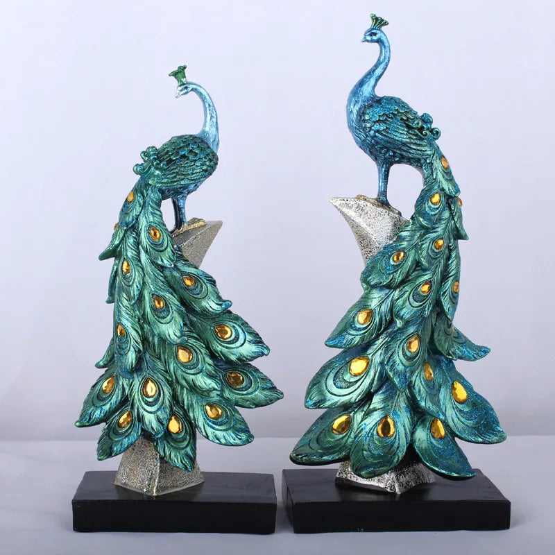 Creative Resin Golden Peacock Ornaments Figurine Miniatures Nordic Ins Table Home Decor Statue Home Art Craft Photography Props