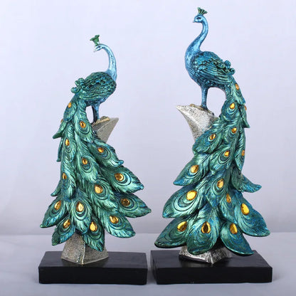 Creative Resin Golden Peacock Ornaments Figurine Miniatures Nordic Ins Table Home Decor Statue Home Art Craft Photography Props