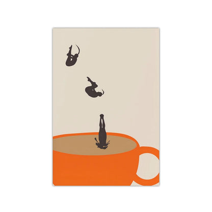 Retro Coffee Diving Poster Canvas Painting Good Morning Coffee Lover Print Wall Art for Living Room Home Kitchen Decor Frameless
