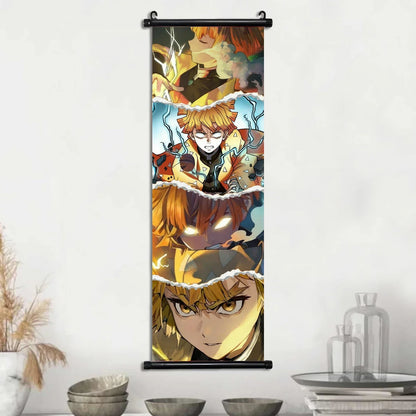 Demon Slayer Hashira Nezuko Agatsuma Zenitsu Inosuke Scroll Canvas Wall Hanging Painting Home Decor Anime Poster Wall Art Room