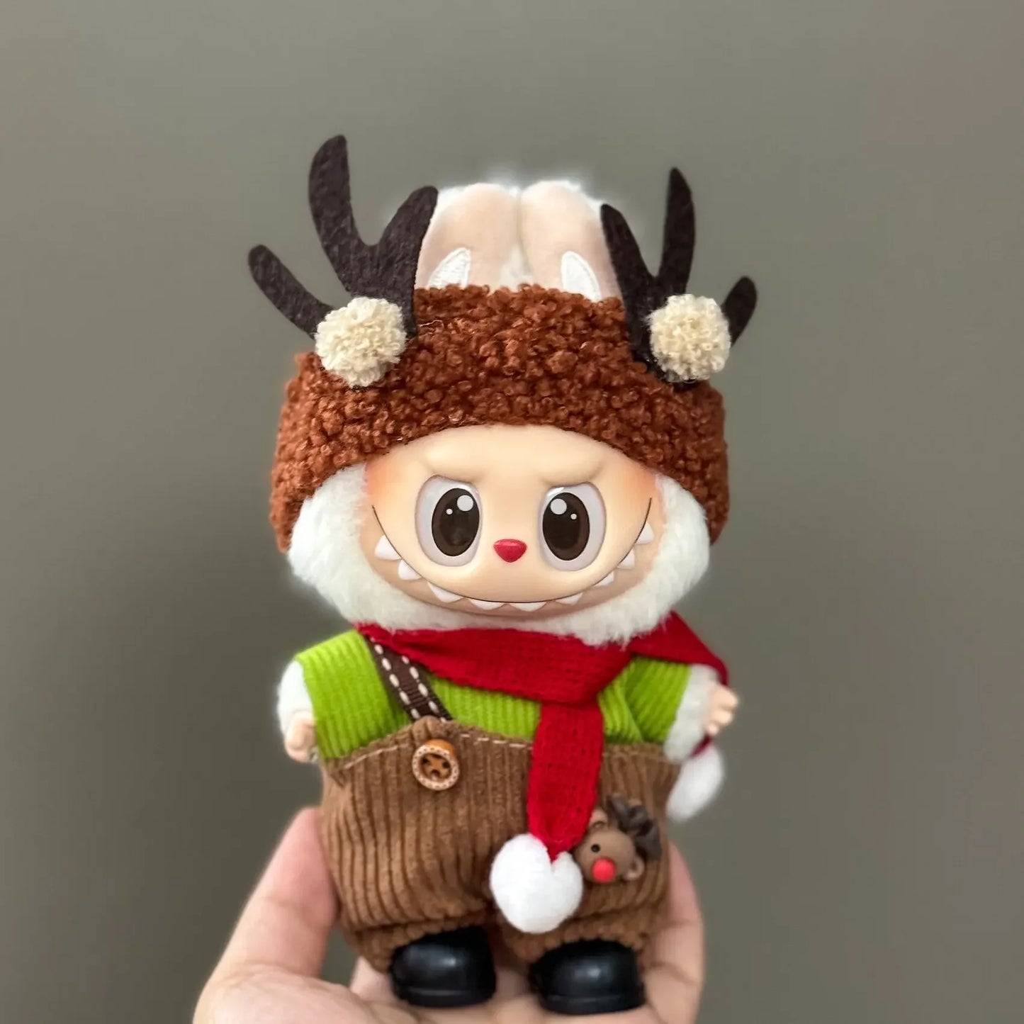 Christmas Gift For 17cm Gen1-3 Lafufu Doll Christmas Clothes Blind Box Lafufu Pendant Santa Claus Sweater Hat Set