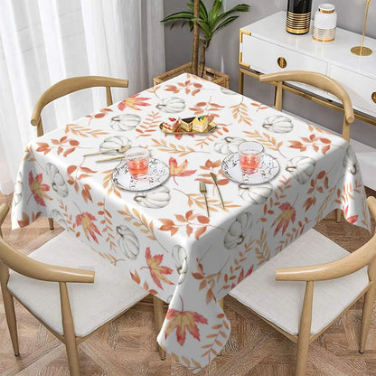 Autumn Pumpkin Waterproof Tablecloth Holiday Wedding Party Decor Fall Thanksgiving Maple Leaf Table Cover for Dining Table Decor