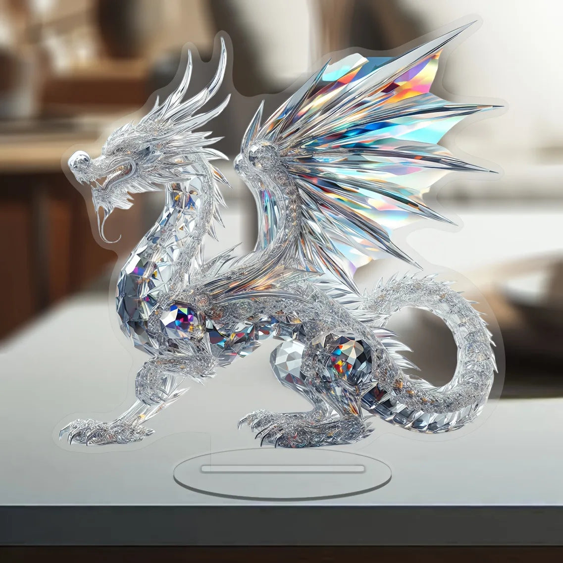 Crystal Dragon 2D Acrylic Ornament Office Home Decoration Ornament