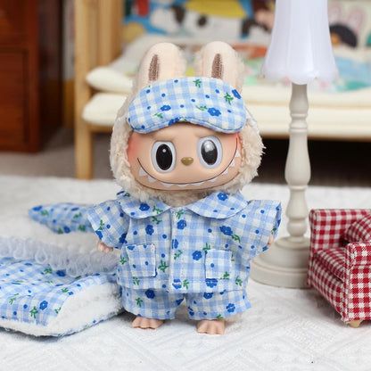 Clothes For Labubu 17cm Clothing The Monsters Doll's Vinyl Face Outfit Accessories DIY Kid Gift Cute Pajamas Set And Boots