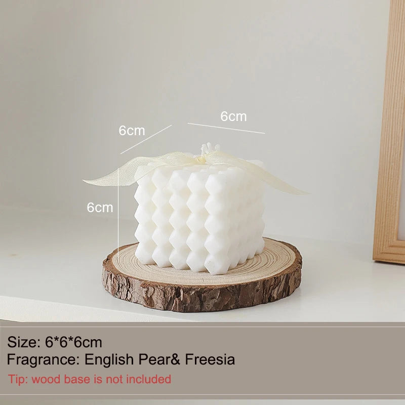 Rubik's Cube Scented Aromatic Candles Soy Wax Candles White English Pear & Freesia Aromatherapy Candle Wedding Home Decoration