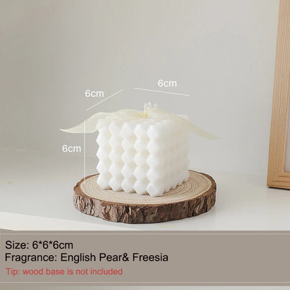 Rubik's Cube Scented Aromatic Candles Soy Wax Candles White English Pear & Freesia Aromatherapy Candle Wedding Home Decoration
