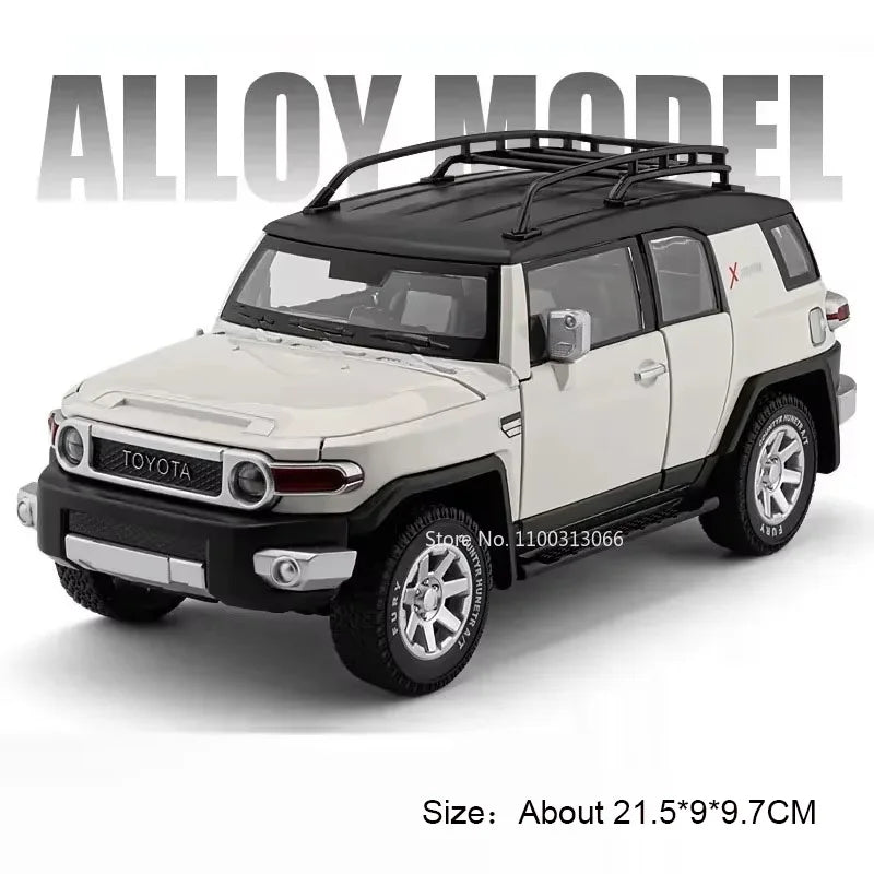 1:24 Coaster FJ LAND CRUISER Models Toys Cars Light Music Pull Back Vehicle Rubber Tires Miniature Car for Kids Collection Gifts