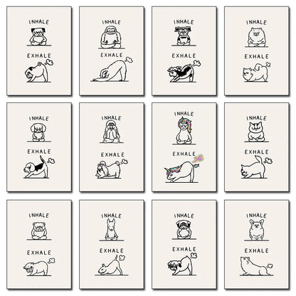 Inhale Exhale Poster Llama Sloth Husky Bulldog Dachshund Canvas Printing For Home Living Room Wall Decoration Frameless Painting