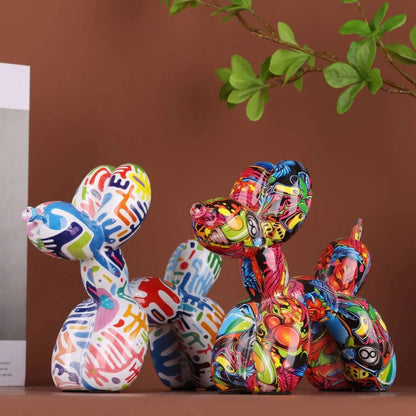 Heimdekoration, vollfarbige Ballon-Hundestatue aus Kunstharz für Heimdekoration, Wohnzimmerdekoration, Eingangsdekoration, Herzstück