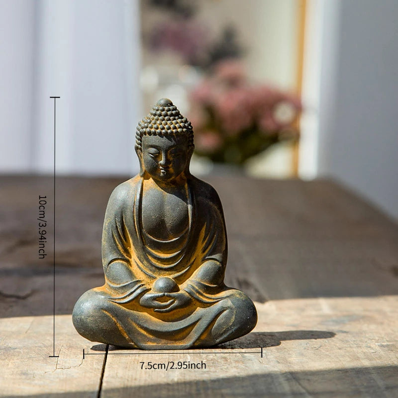 Chinese Great Sun Tathagata Buddha Statue Imitation Cast Iron Zen Ornament Desktop Decoration & Accessories Home Figurine Gift