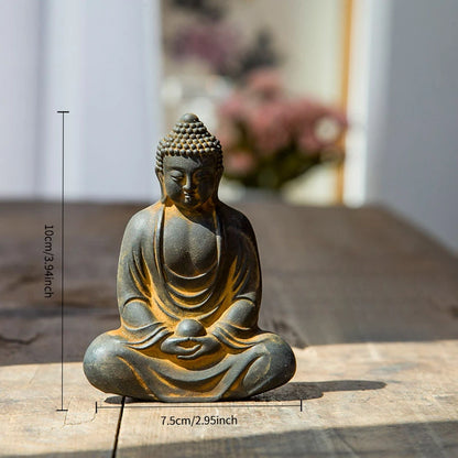 Chinese Great Sun Tathagata Buddha Statue Imitation Cast Iron Zen Ornament Desktop Decoration & Accessories Home Figurine Gift