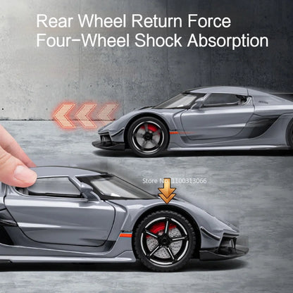1/22 Scale Jesko Metal Toys Car Diecast Models Wheel Pull Back Vehicles 4 Doors Can Opened Sports Cars Kids Children's Day Gifts
